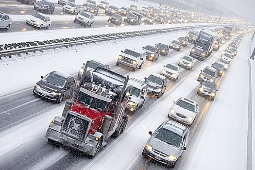 保险杠,交通,401号公路,冬天,安大略省,加拿大