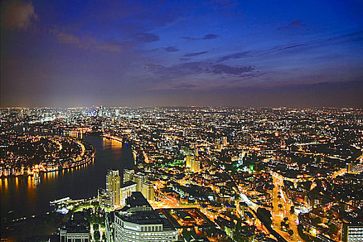 英格兰,伦敦,晚间,俯视,泰晤士河