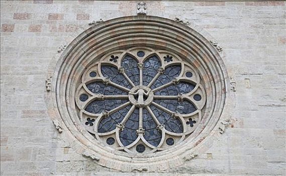 圆花窗,建筑,大教堂,特兰迪诺,意大利,欧洲