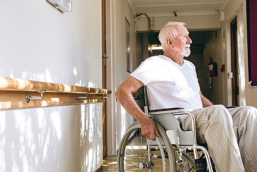 老头,坐,轮椅,老年之家