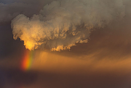 晚间,雷暴,积雨云,云,彩虹,高处,沙丘,下雨,季节,卡拉哈里沙漠,卡拉哈迪大羚羊国家公园,南非,非洲