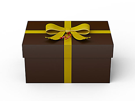 深棕色,礼盒,黄色,丝带,蝴蝶结