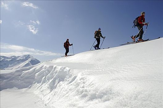 滑雪,远足者,跋涉,向上,提洛尔,奥地利,欧洲