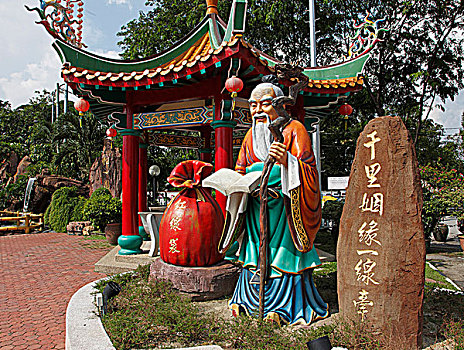 马来西亚,吉隆坡,中国寺庙,亭子,雕塑,花园