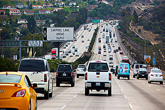 美国洛杉矶去圣地亚哥高速下坡路