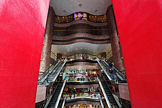 香港,红色,商场,大厦,大楼,自动扶梯