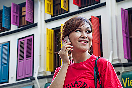 女人,交谈,手机,新加坡