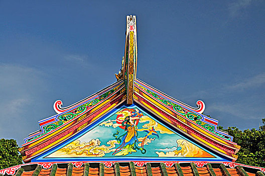 门楣,西王母,一个,中国,神,道教,中国寺庙,道路,寺院,泰国,亚洲