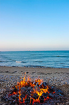 篝火,海滩