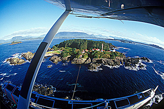 航拍,岛屿,灯塔,格里夸湾,靠近,温哥华岛,不列颠哥伦比亚省,加拿大