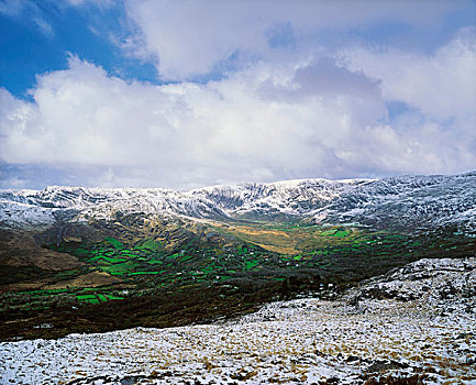 山峦,爱尔兰,雪,上方