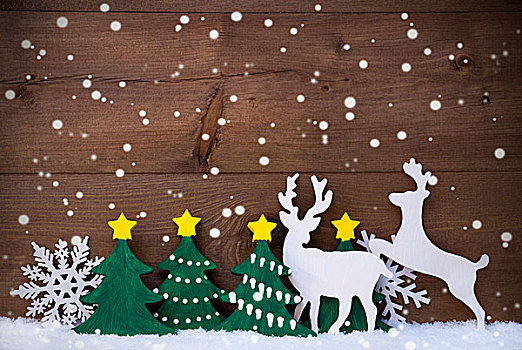 圣诞装饰,驯鹿,情侣,绿色,树,雪花