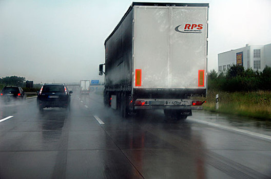 卡车,高速公路,重,雨,拜罗伊特,巴伐利亚,德国,欧洲