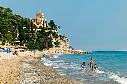 海滩,里维埃拉,海岸,海湾,热那亚,意大利,欧洲