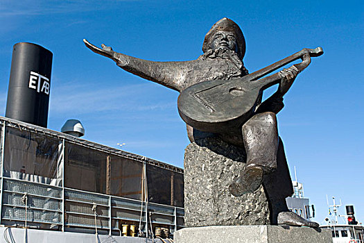 雕塑,鸠形单翼机,骑士岛,斯德哥尔摩,瑞典,斯堪的纳维亚,欧洲