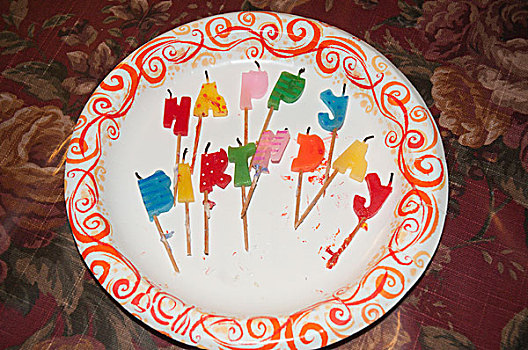 生日快乐,蜡烛,纸餐盘