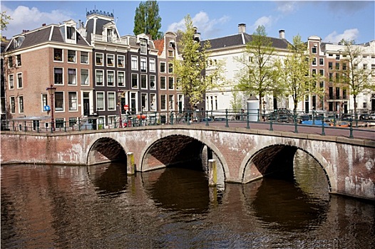 桥,上方,运河,房子,阿姆斯特丹