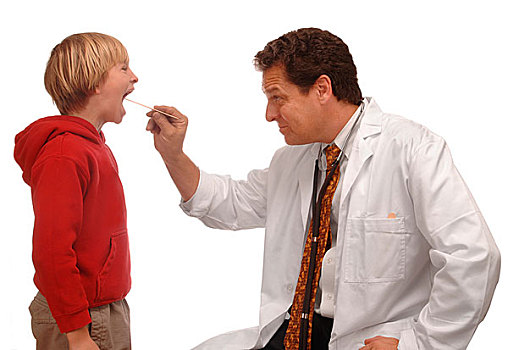 医生,看,年轻,喉咙,压舌板