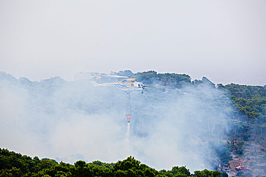 直升飞机,上方,卡普德佩拉,马略卡岛,西班牙