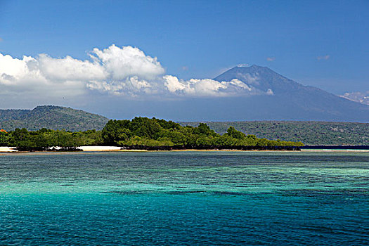 北海岸,巴厘岛,面对,爪哇,火山,印度尼西亚,东南亚