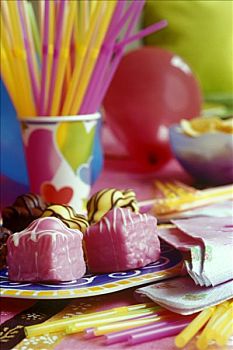花色小蛋糕,彩色,聚会,桌子