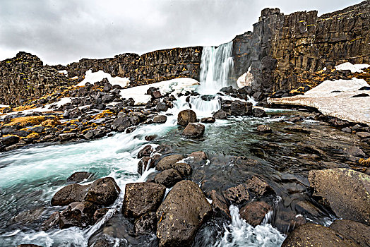 瀑布,河,国家公园,金色,圆,南方,区域,冰岛,欧洲