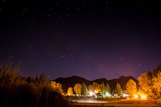 营地,夜晚,星空