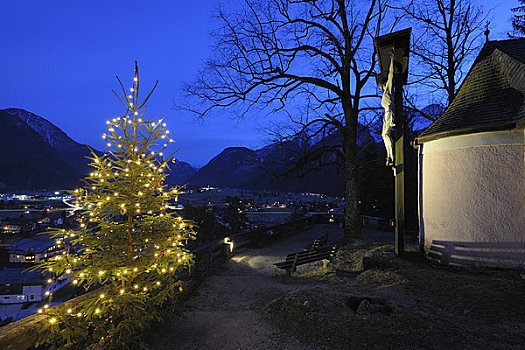 小教堂,圣诞树,萨尔茨堡,奥地利