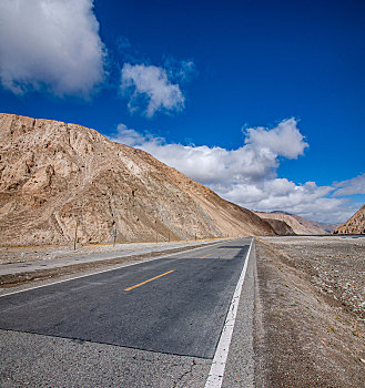 新疆帕米尔高原河谷的g314国道公路