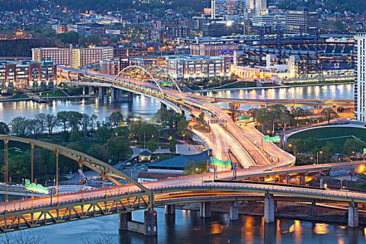 桥,上方,河,匹兹堡,宾夕法尼亚,美国
