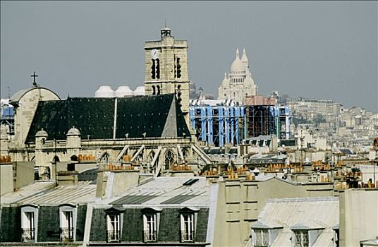 法国,巴黎,中心,大教堂,背景