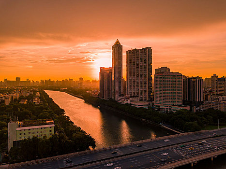 城市,黄昏,建筑