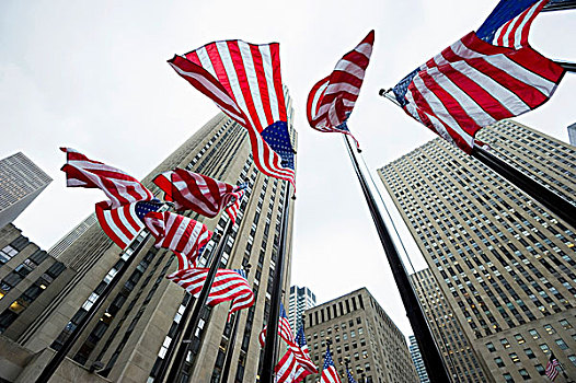 美洲,旗帜,洛克菲勒,中心,曼哈顿,纽约,美国,北美