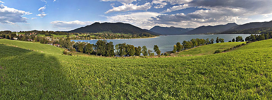 风景,泰根湖,靠近,上巴伐利亚,巴伐利亚,德国南部,德国