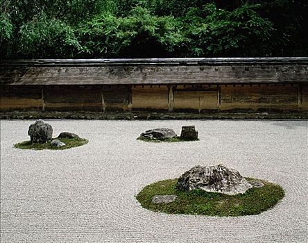 日本,京都,沙子,石头,冥想,花园,世界遗产