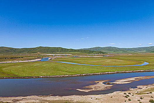 四川阿坝红原草原月亮湾风景区