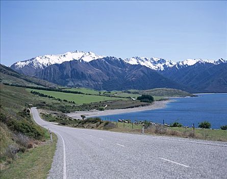 空路,湖,绿色,地点,南阿尔卑斯山,山峦,南岛,新西兰