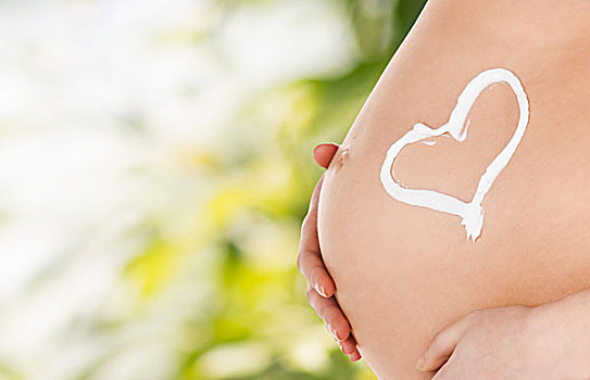 怀孕,母性,健康,概念,腹部,孕妇,乳霜,心形,象征