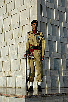 一个,男人,警戒,国家,陵墓,墓地,卡拉奇,巴基斯坦,60年代,房子,奠基人,穆罕默德-阿里,2005年