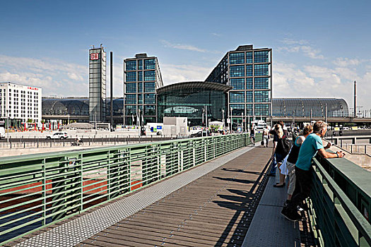 桥,正面,枢纽站,弯曲,施普雷河,区域,柏林,德国,欧洲