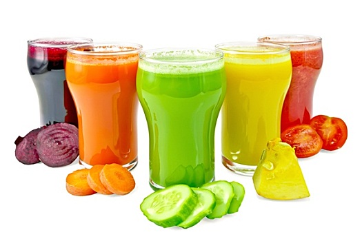果汁,蔬菜,五个,玻璃杯