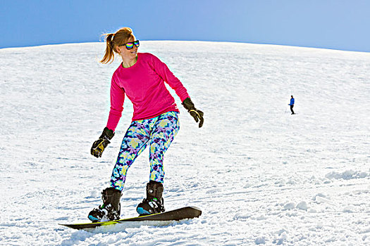 女人,滑雪板