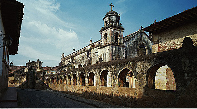 大教堂,街道,巴兹瓜罗,米若冈州,墨西哥