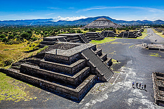 广场,月亮,太阳金字塔,月亮金字塔,圣胡安,特奥蒂瓦坎,东北方,墨西哥城,墨西哥