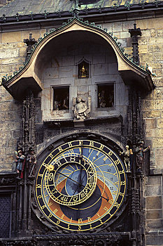 捷克共和国,布拉格,老城广场,旧城广场,老市政厅,老,钟表