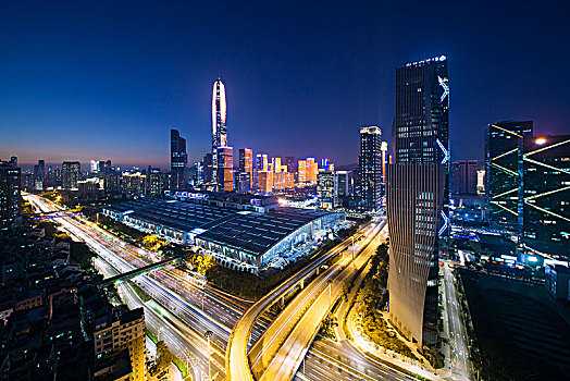 中国广东深圳福田中心区都市夜景