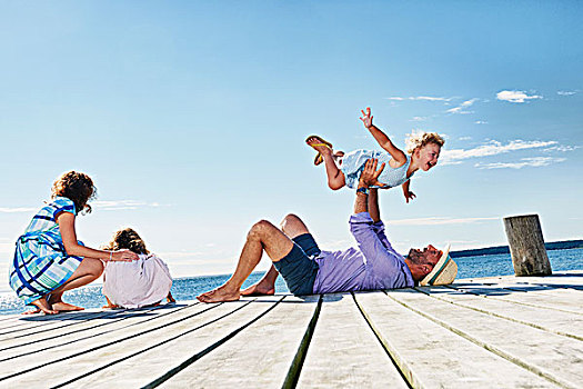 家庭,玩,码头,瑞典