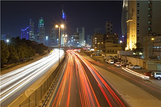 交通,城市,科威特,夜晚,中东