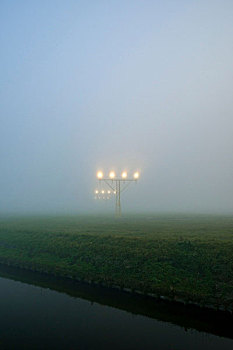 飞机,降落,光亮,史基浦,机场,重,雾,阿姆斯特丹,荷兰北部,荷兰