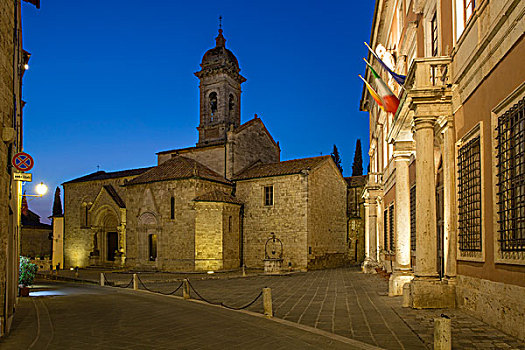 黎明,上方,教堂,圣奎里克,托斯卡纳,意大利